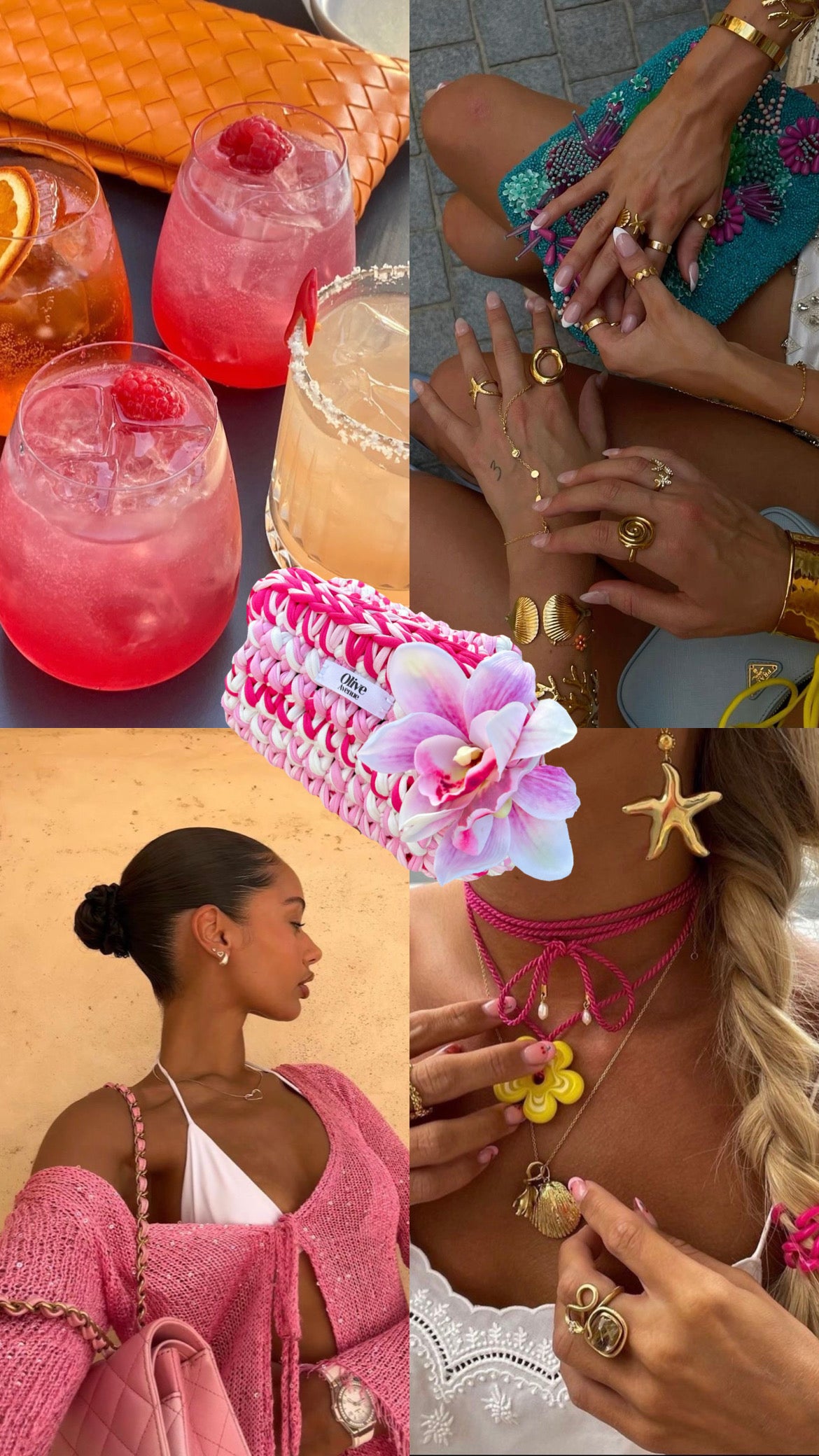 Clutch bag in Hibiscus
