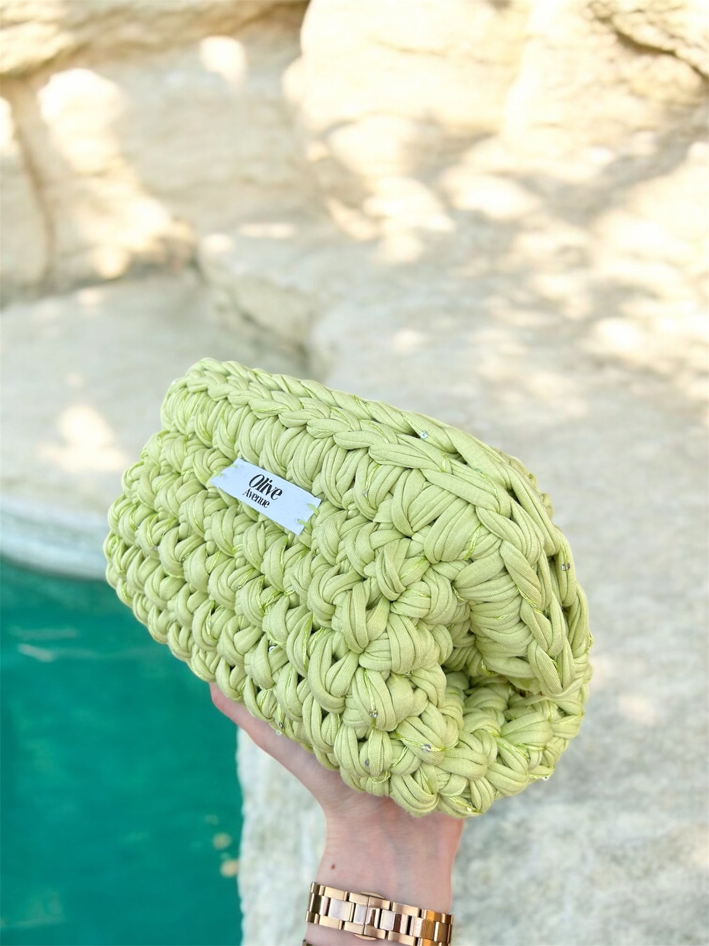 Lime glitter Clutch Bag