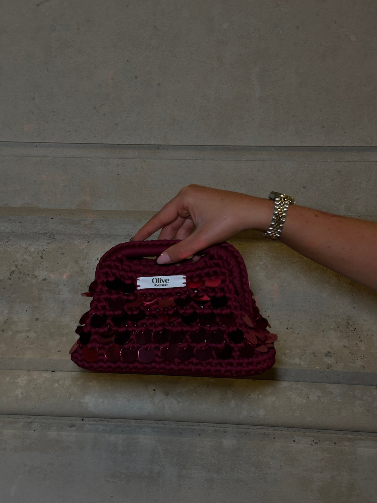 Burgundy sequin Mini Clutch