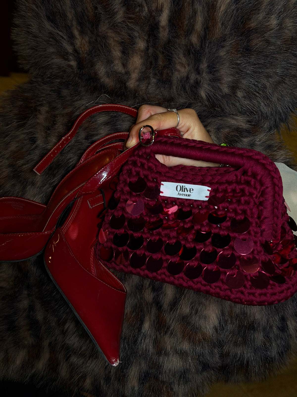 Burgundy sequin Mini Clutch