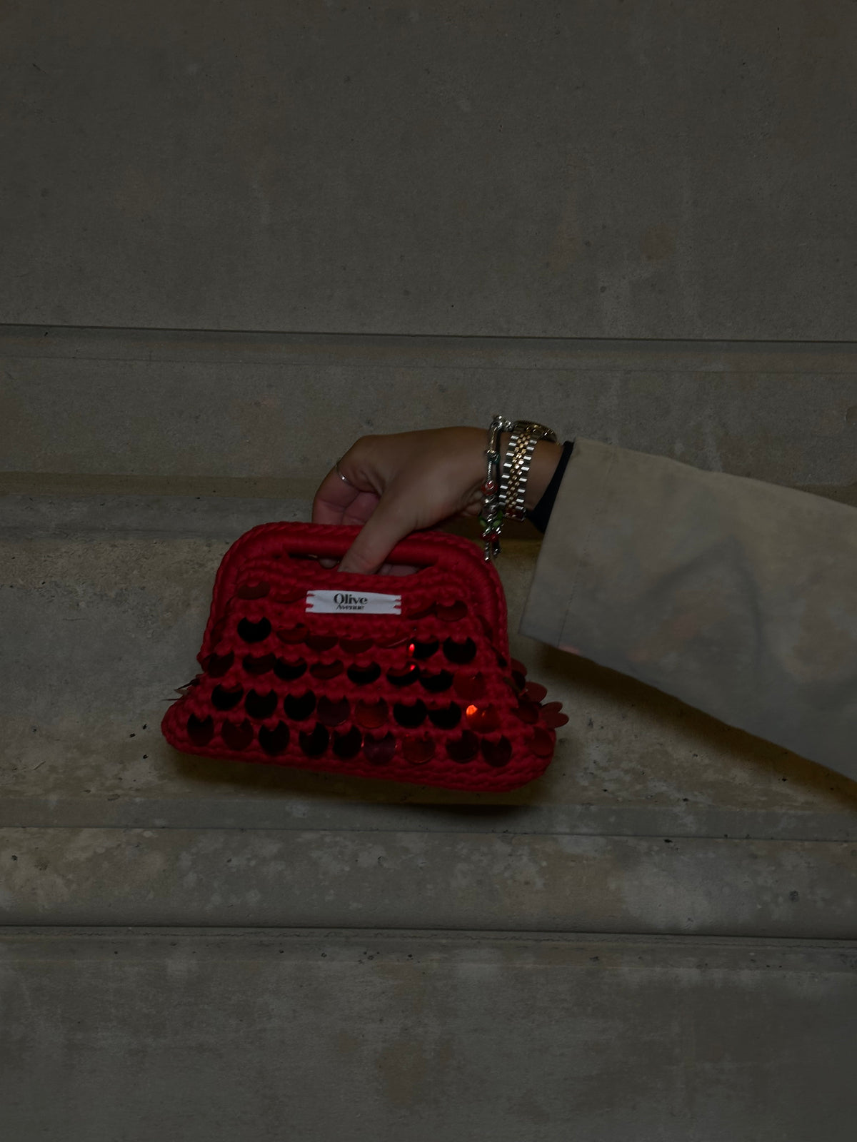 Red sequin Mini Clutch