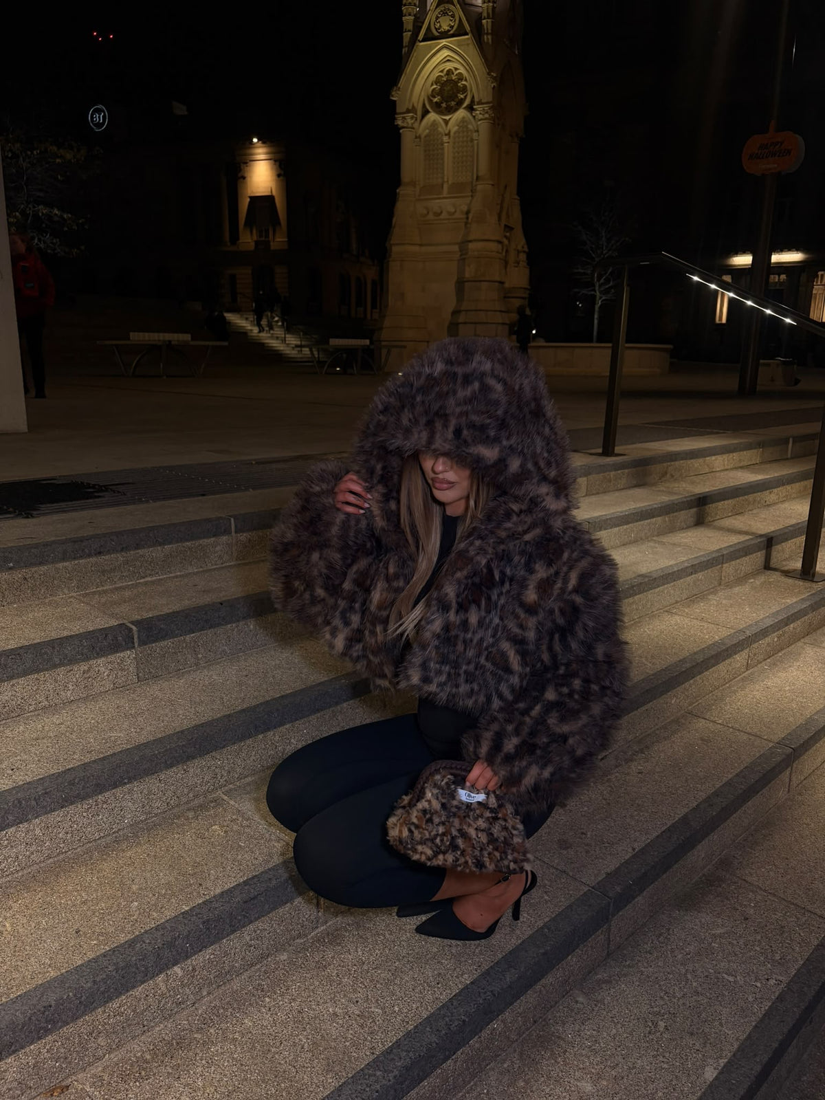 Leopard fur Mini Clutch