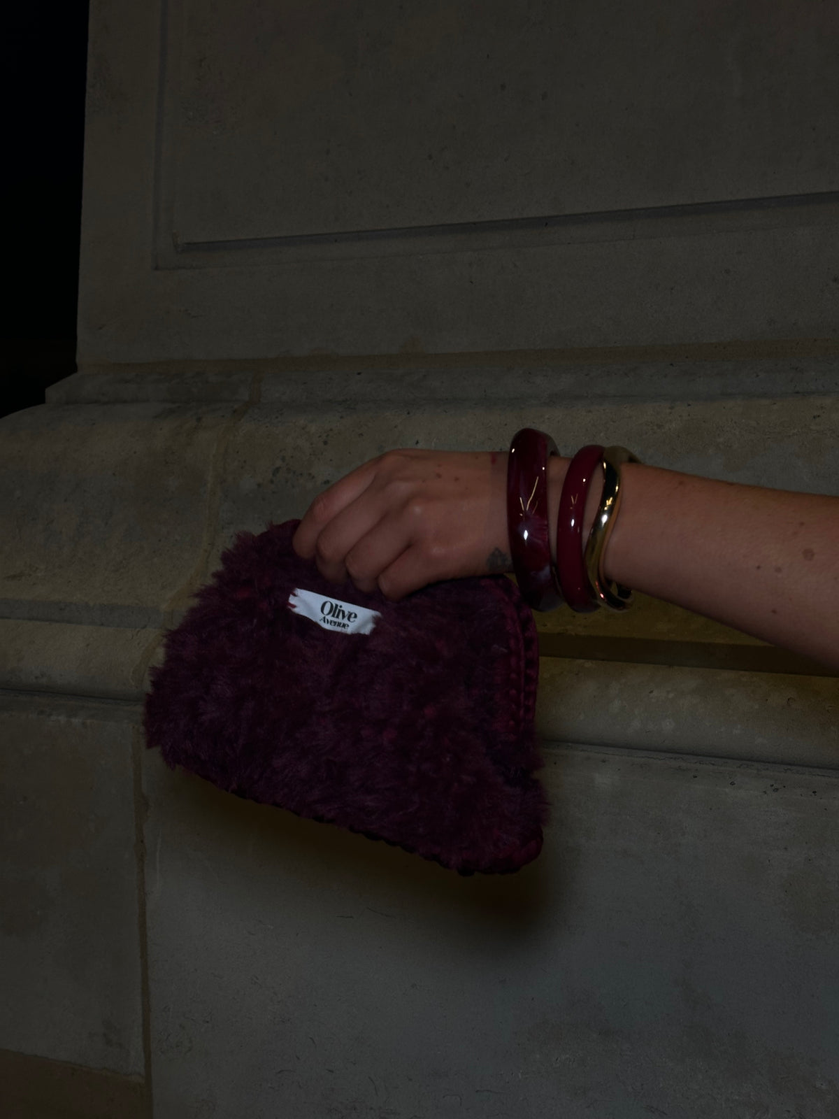 Burgundy fur Mini Clutch