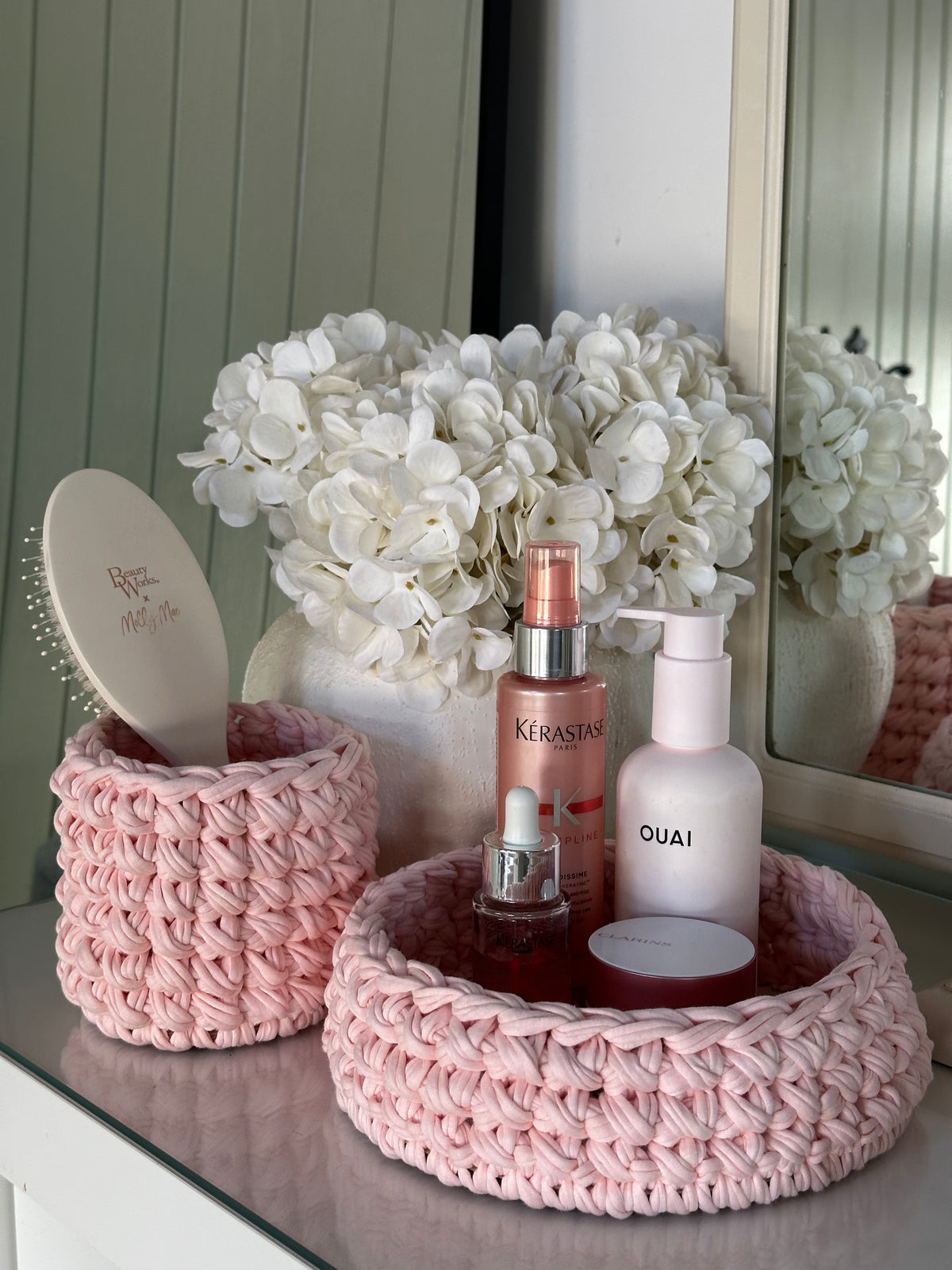 Baby pink vanity set